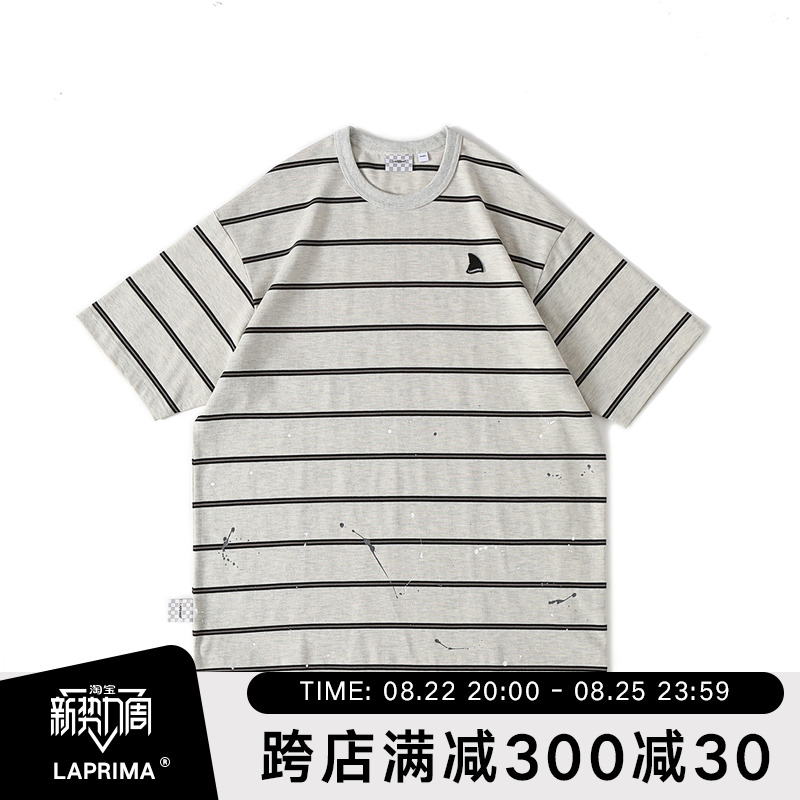 LAPRIMA 21SS SPLASH INK EDITION SHIRT STRIPE SPLASHY WITH SHORT SLEEVE MALE SUMMER T-SHIRT