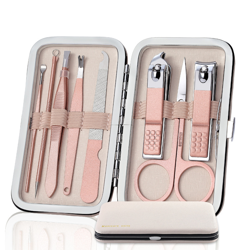 Stainless Steel Skew-billed Nail Pliers Powder LANCET Ear Spoon Dead Leather Fork Filing Knife Eyebrow Clip Home Repair Tools 8 Suits