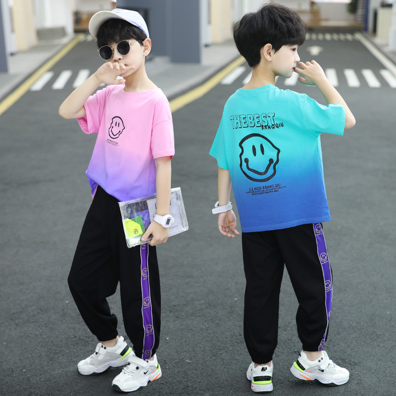 Boy Clothing Boy Summer Clothing Short Sleeve Suit 2022 New Chaoyang sends CUHK Boy Two sets of boys Korean version Sport