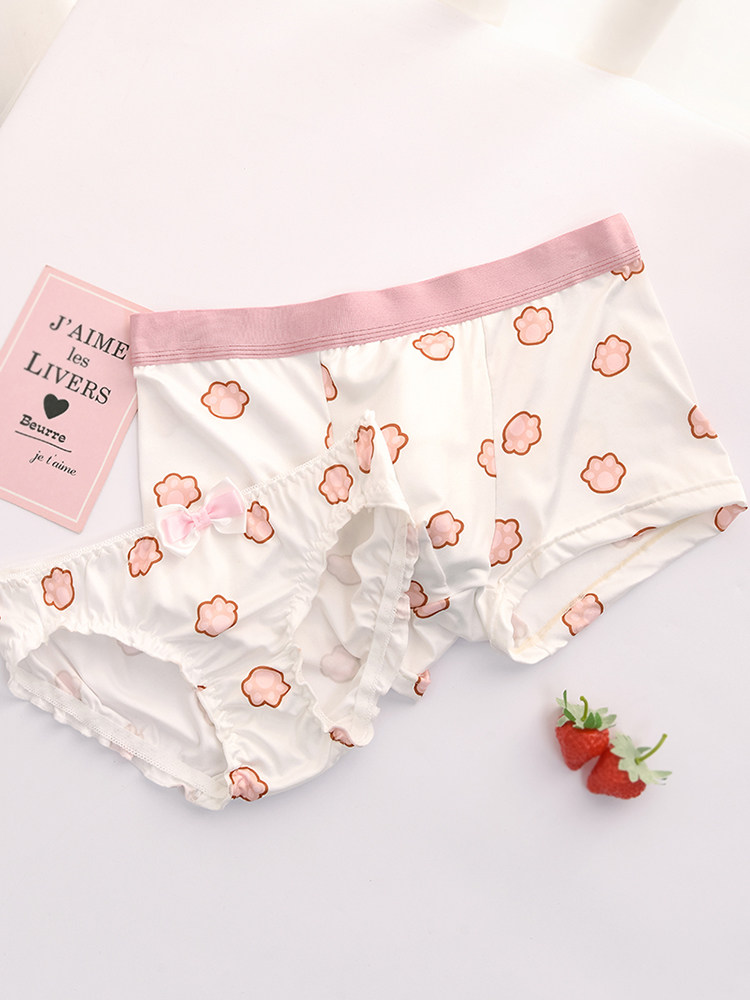 New cute cartoon milk wear couple underwear purely print sweet girl triangle male horn pair suit