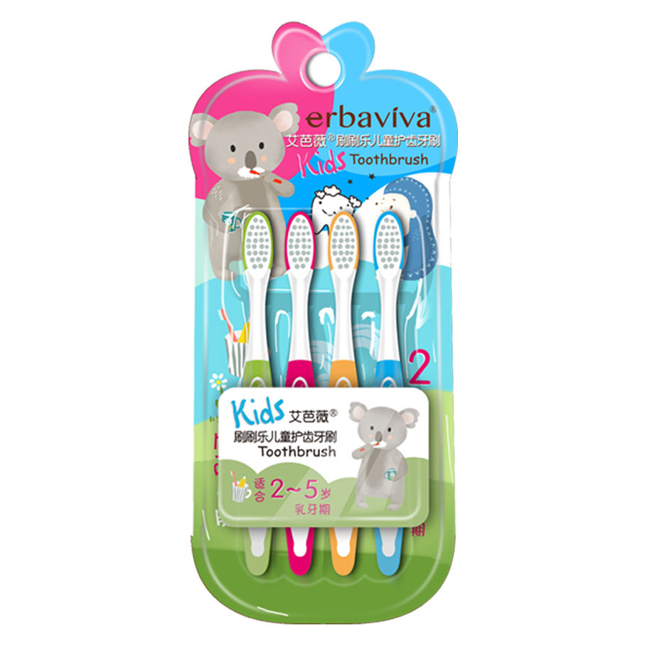 Choose 2 Aibawei children's toothbrush 4 packs 2-3-6-12 years old baby baby tooth head soft hair