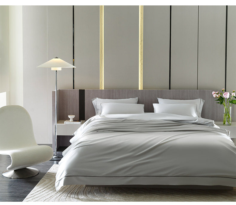 LENCIER 兰叙 A类安全等级 60支全棉贡缎纯色四件套 329包邮（双重优惠）1.5~1.8米3色可选