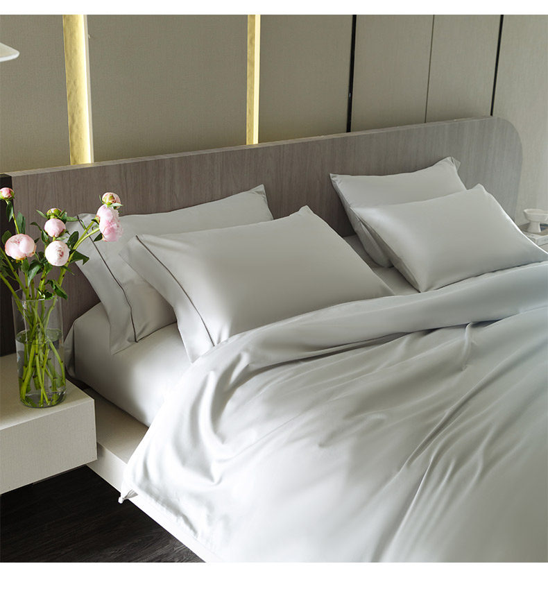 LENCIER 兰叙 A类安全等级 60支全棉贡缎纯色四件套 329包邮（双重优惠）1.5~1.8米3色可选