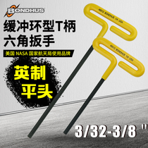 BONDHUS Bolton buffer ring type T-shaped inner hex wrench Imperial flat head 6 inch 9 inch Hex key 3 32~3 8