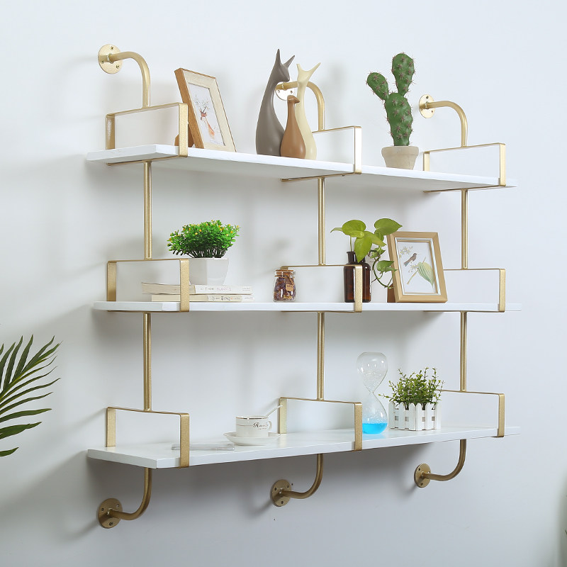 Nordic living room study rack solid wood clapboard manicure cosmetics wall display rack dining room metal wall-mounted