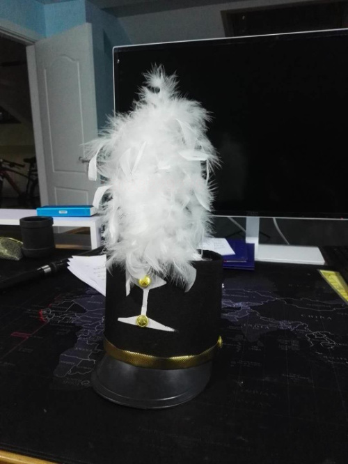 New drum outfit hat with feather high hat army band hat guard honor guard hat