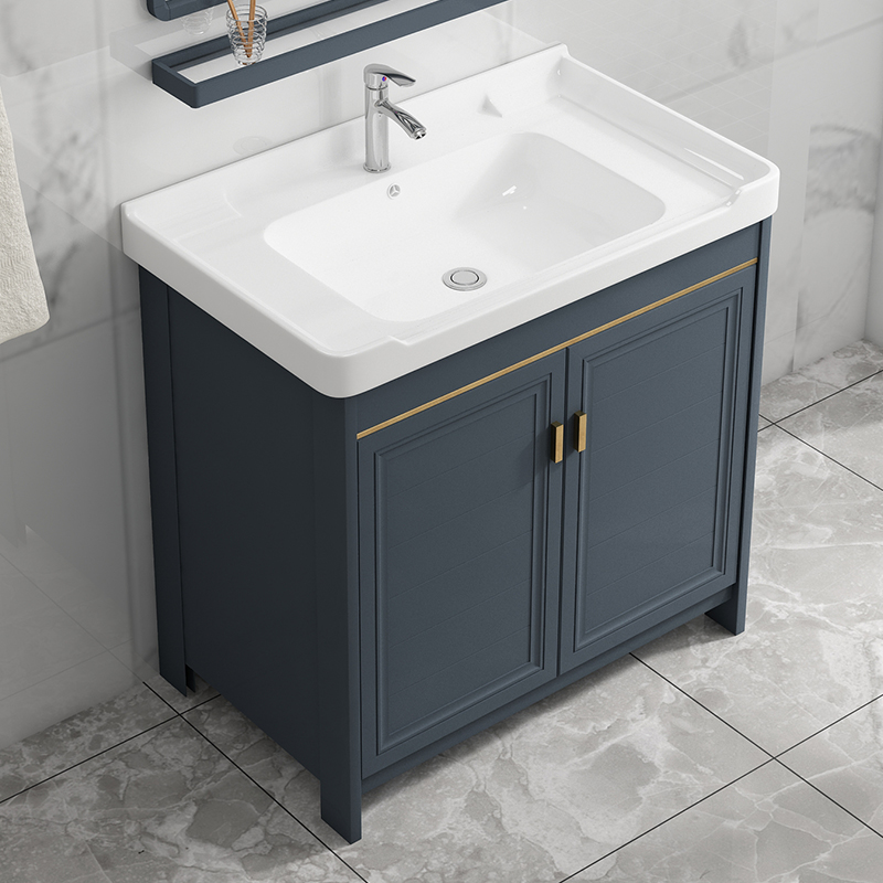 Floor Wash Basin Bath Room Cabinet Combination Balcony Ceramic Space Aluminum All-in-one Makeup Room Washing table washbasin