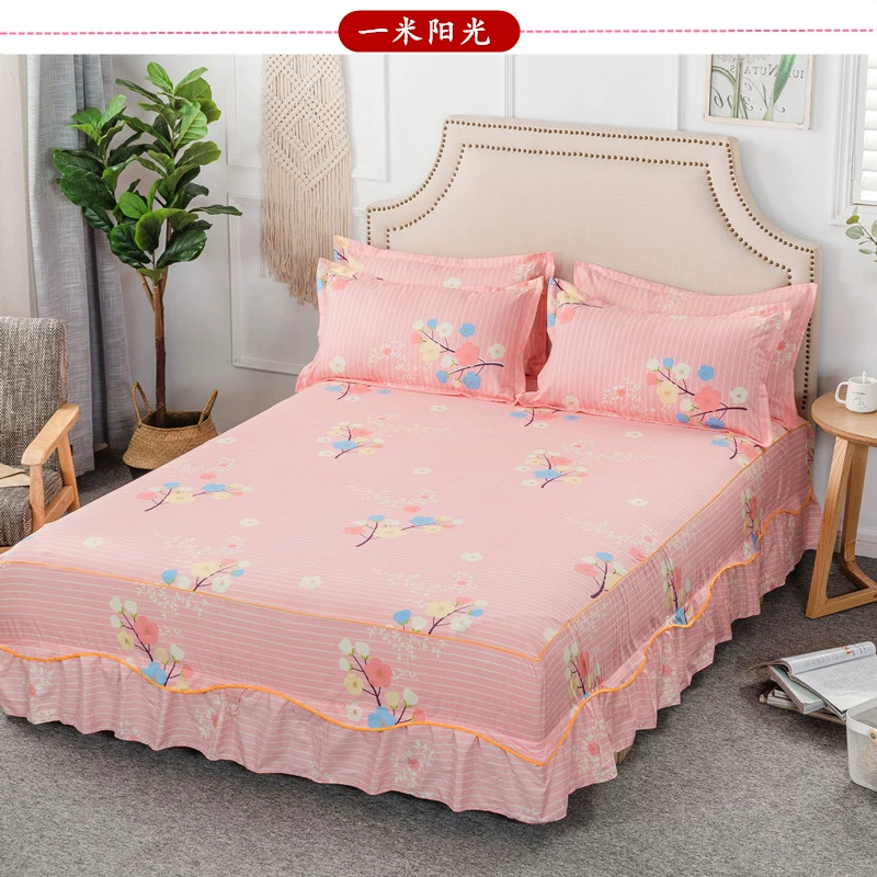 Phiên bản Hàn Quốc của công chúa trải giường ngủ váy đơn mảnh ba mảnh nệm giường 1,2 / 1,5 / 1,8 m bông chống trượt váy giường