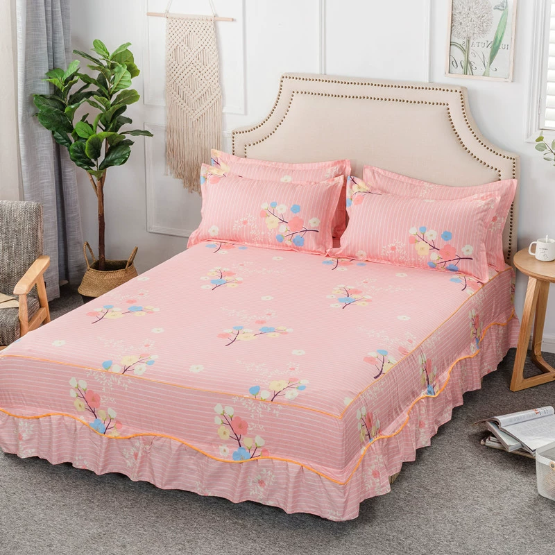 Phiên bản Hàn Quốc của công chúa trải giường ngủ váy đơn mảnh ba mảnh nệm giường 1,2 / 1,5 / 1,8 m bông chống trượt váy giường