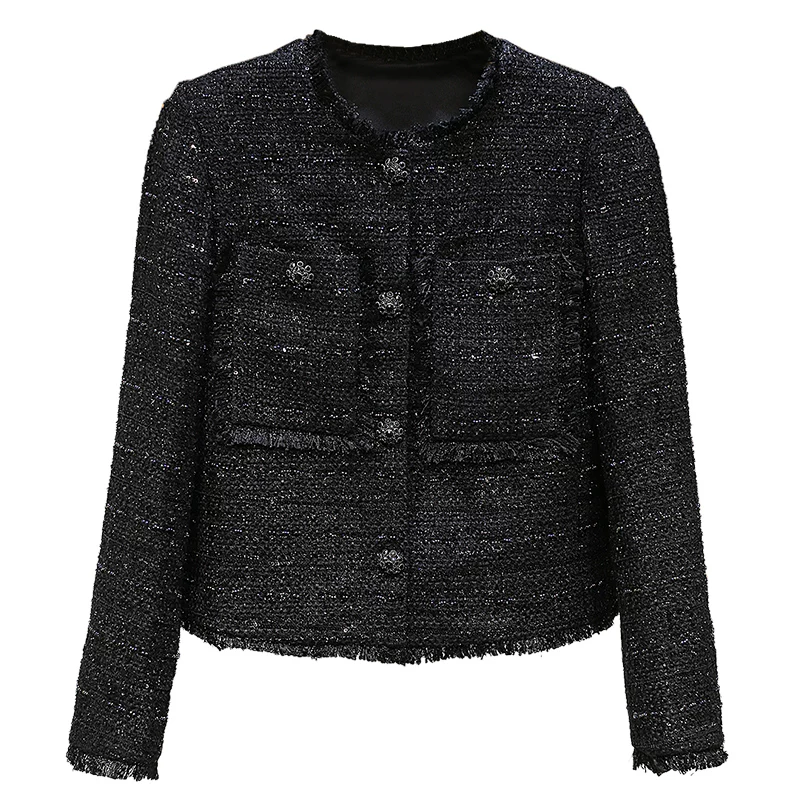 Демисезонная тканая куртка, стиль Chanel, стиль высокого качества