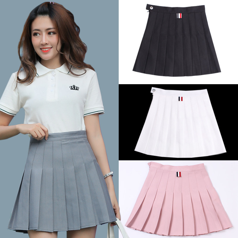 Pleated skirt 2020 spring new Korean version high waist slim slim skirt college style short skirt anti-light tennis