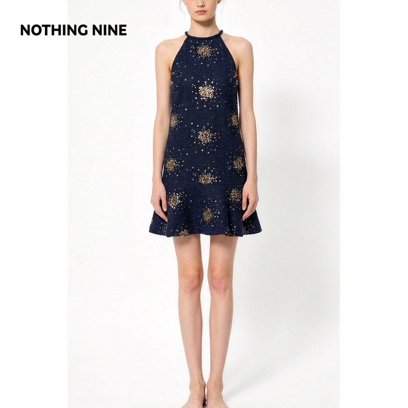 Nothing Nine Star Abyss Night Handmade Beaded Halter Dress