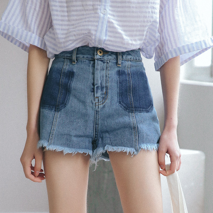 Summer New Wash Straight Slim Denim Shorts Women's Short Korean Punk ...