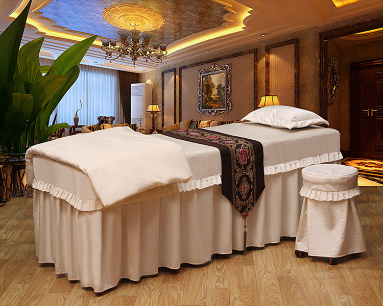 Vẻ đẹp trải giường bốn bộ cao cấp cơ thể massage trải giường SPA giường bìa vàng nhung nhà máy trực tiếp tùy chỉnh