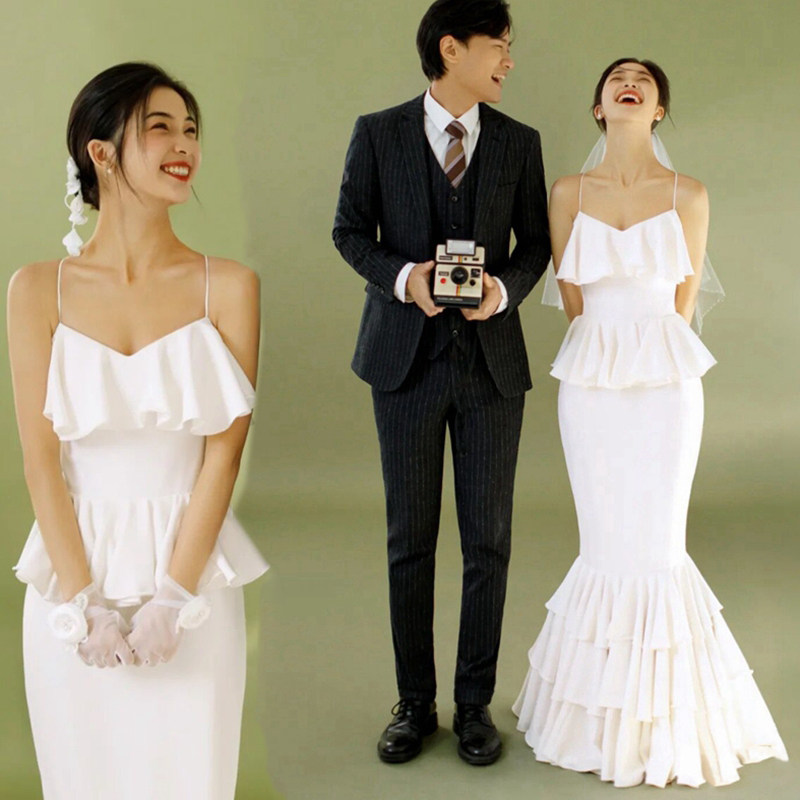 Studio location travel photography theme clothing retro wedding photography Mori photo fresh art photography white dress