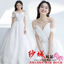 2020 new Korean literary white shoulder theme wedding photo studio clothing studio photo photography dress