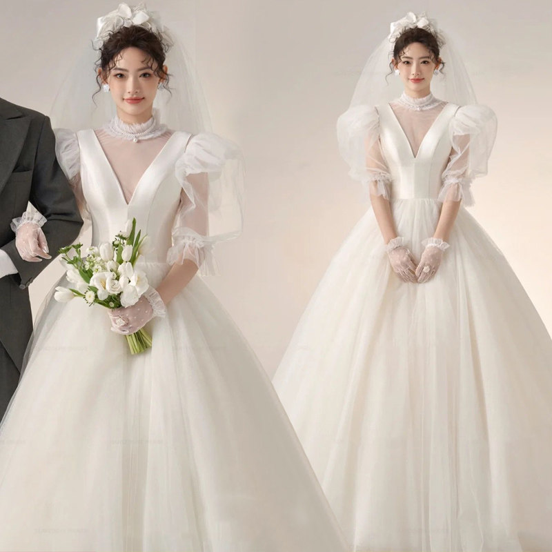 2022 photo studio Korean style white gauze theme clothing wedding photography couple photo simple photo tutu skirt dress