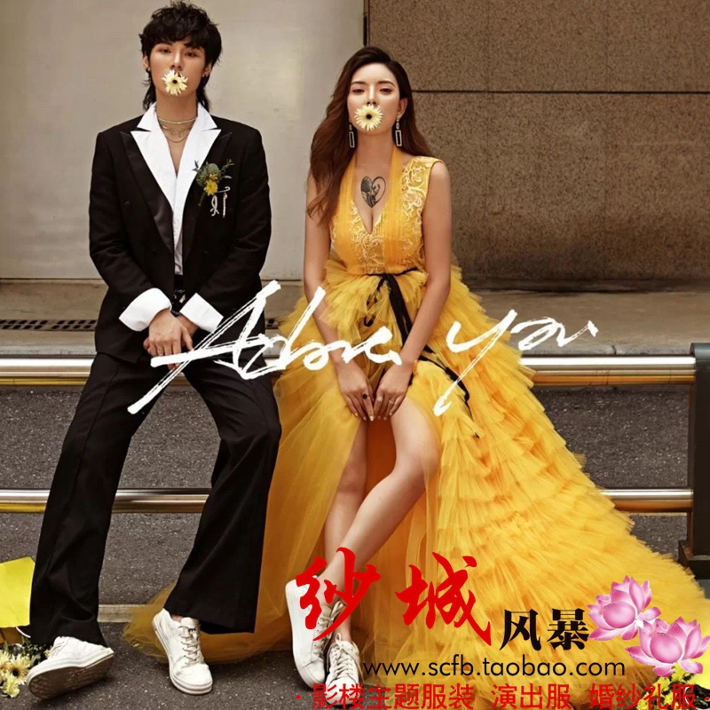 2020 new net red cake skirt photo studio theme wedding tutu skirt street shooting short front and long trailing travel dress