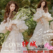 2021 new product Mori series small fresh flower fairy couple photo clothing photo studio wedding theme shooting dress color yarn