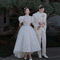 Photo studio photo theme clothing Chinese garden style retro dress location travel couple photo lace wedding dress