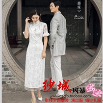 Photo studio Chinese Republic of China style cheongsam wedding fishtail couple photo photography retro simple travel patter light gauze dress