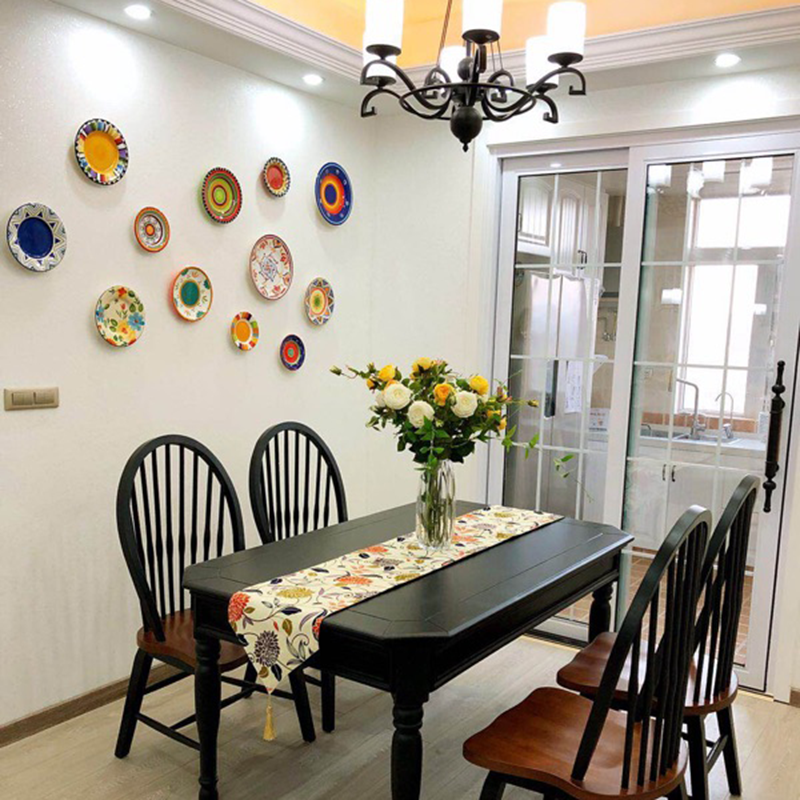 Creative personality hand-drawn wall hanging plate European and American Mediterranean restaurant decorating living room sofa art background wall