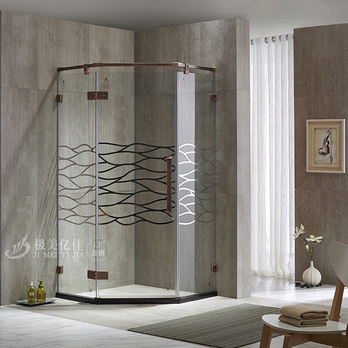 Customized diamond-shaped shower room bathroom partition tempered glass door screen shower dressing room open swing door