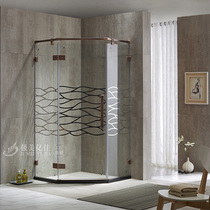 Custom diamond shaped shower room bathroom partition tempered glass door screen bath toilet outside open flat door