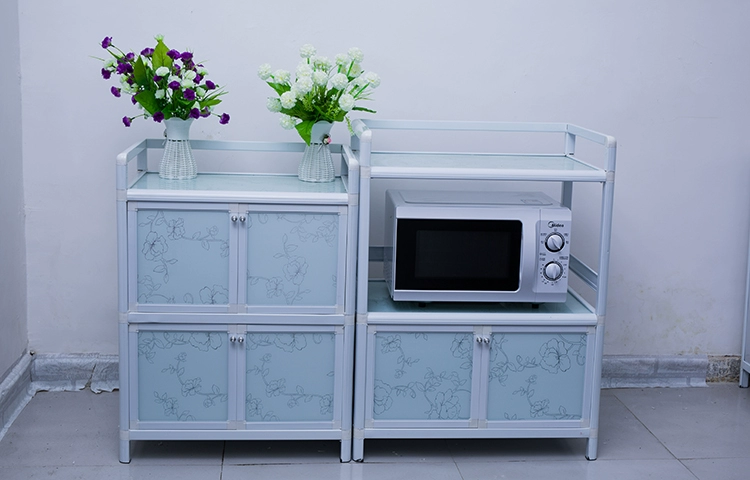 Nhôm tủ bếp tủ bếp tủ tủ khóa tủ lưu trữ thép không gỉ lắp ráp tủ bếp dễ dàng - Buồng tủ cửa lùa