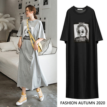 Maternity summer long dress Western style fashion dress Summer mid-length knee-length cotton loose long dress Summer