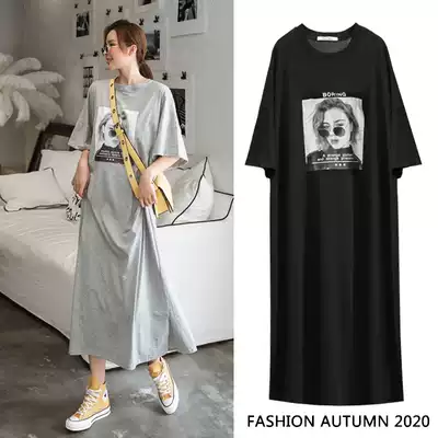 Maternity dress summer long dress Western style fashion dress Summer mid-length version over-the-knee pure cotton loose long dress summer