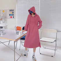 French maternity wear autumn top long loose size sweater plus velvet thickened spring and autumn winter dress