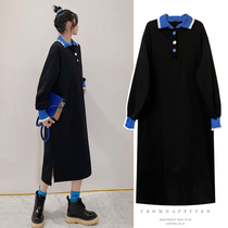 French maternity wear autumn coat loose large size sweater long sleeve long length plus velvet padded dress autumn and winter clothes