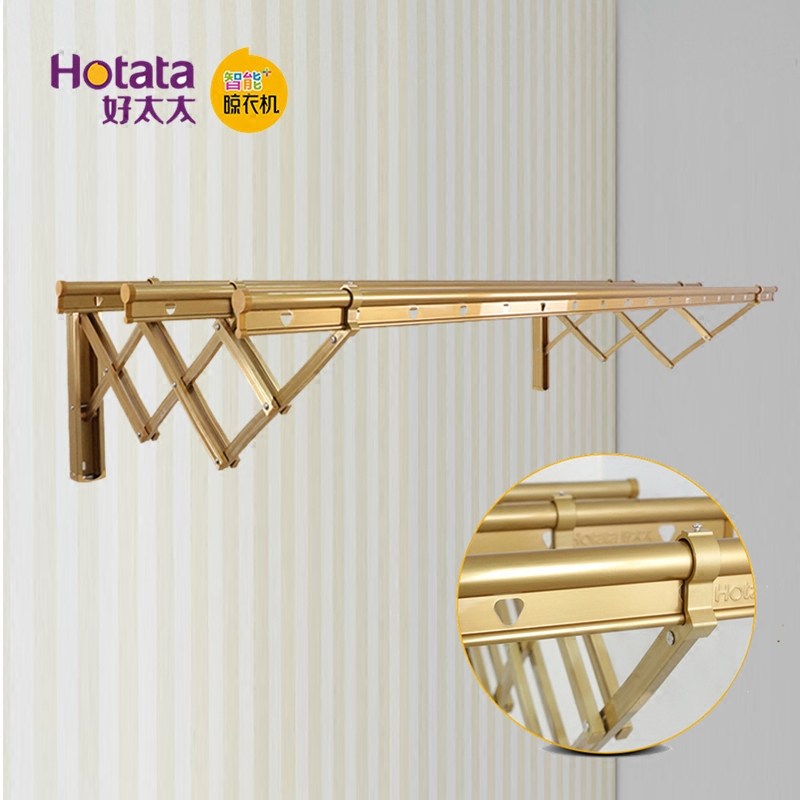 Good wife thickened outdoor push-pull folding drying rack balcony telescopic outside floating clothes drying rod quilt drying rod outside the window - Taobao