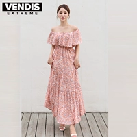 Сексуальный корсет, длинное приталенное платье, с рукавом, цветочный принт, средней длины