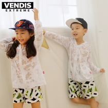 VENDIS EXTREME childrens clothing sunscreen clothes jacket for boys and girls thin long-sleeved cotton blue and white Miqi