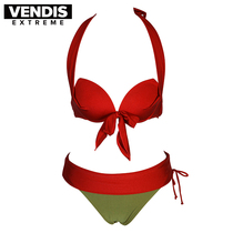Clearance special bikini split swimsuit women sexy gathering big breasts red and green two-piece set three-point hot spring vacation