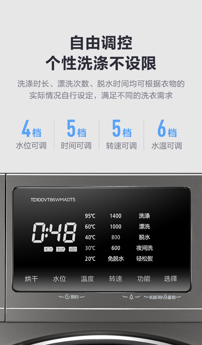 小天鹅 洗烘一体 一级能效 全自动滚筒洗衣机 10kg 图16