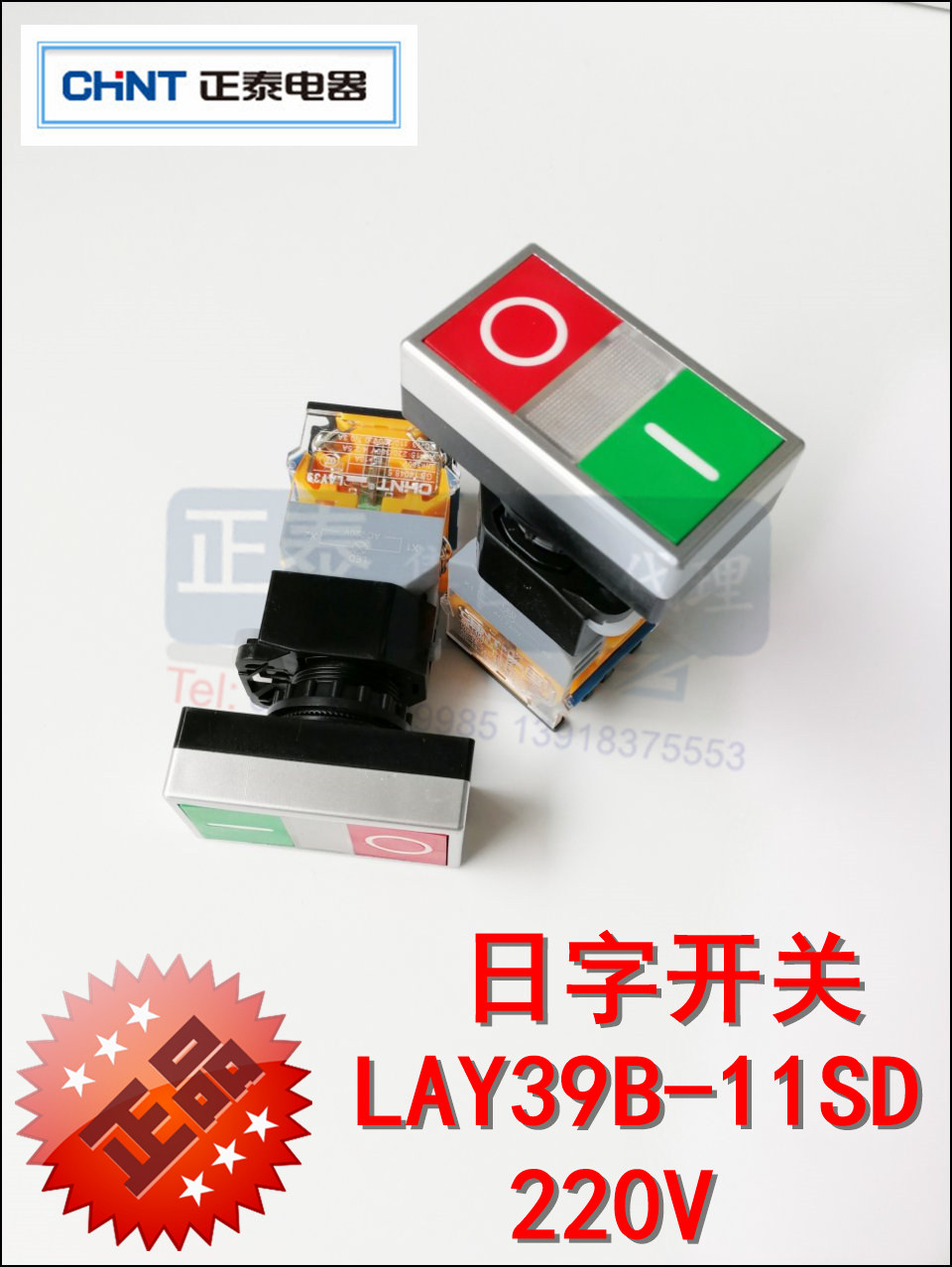 CHNT Japanese button switch LAY39B(LA38)-11SD with lamp AC220V