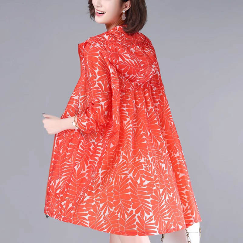 Sun Protection Clothing for Women, Mid-Length, Loose, Korean Style, Plus Size, 2025 New Summer Women's Thin Coat, Printed Sun Protection Clothing