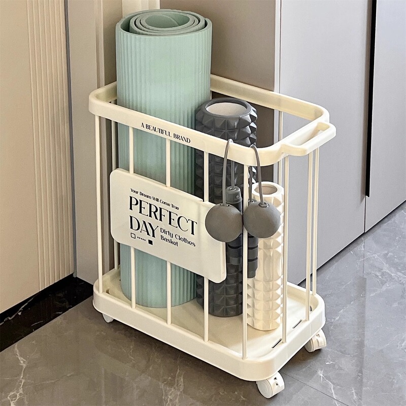 Yoga Mat Storage Basket with Wheels, Badminton Racket and Basketball Storage Rack, Sports and Fitness Equipment, Ball Storage Rack