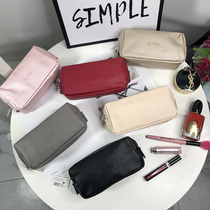 Japan and South Korea simple solid color soft leather PU large capacity hand bag ladies cosmetic bag travel storage bag small wash bag