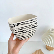 Spanish single ~ Nordic style simple large capacity square fruit salad bowl Medium Anti-drop rice bowl household tableware