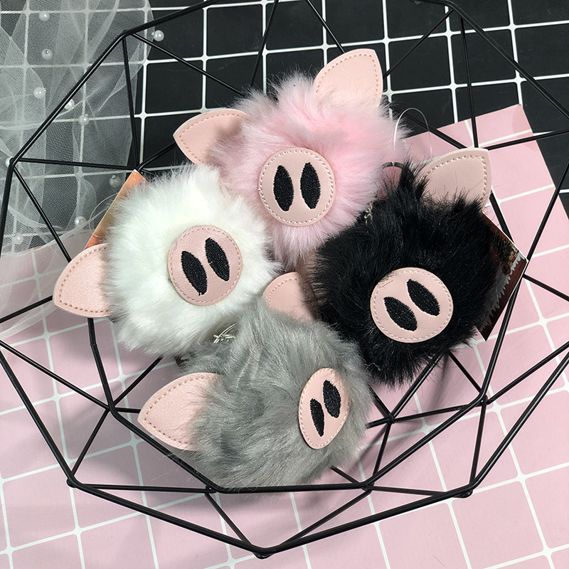 Korean cute cartoon pig plush toy student bookpackage decoration key knuckle package accessories