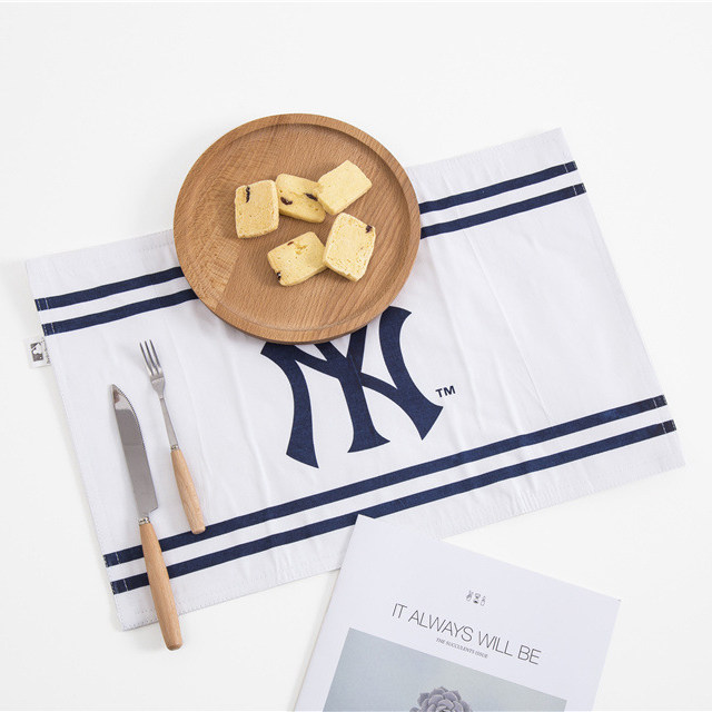 American Mediterranean Nordic Wind White Striped Letters Thickened Cotton Fabric Dining Mat Rectangular Table Mat Shooting Background Cloth