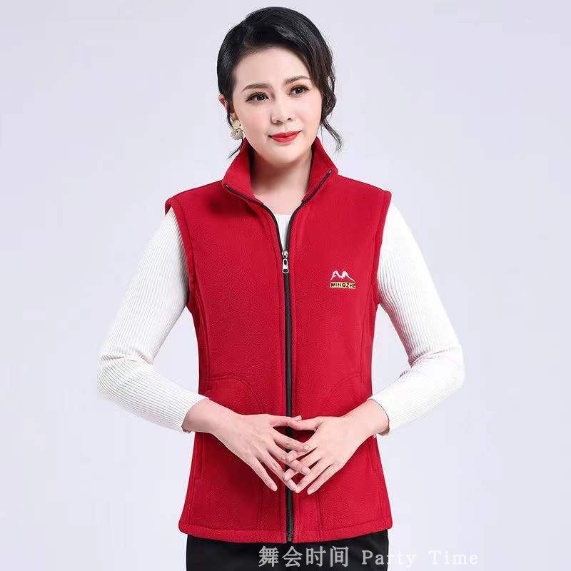 Middle-aged and elderly warm vest ladies double-sided velvet large size padded fleece vest polar fleece waistcoat mother vest