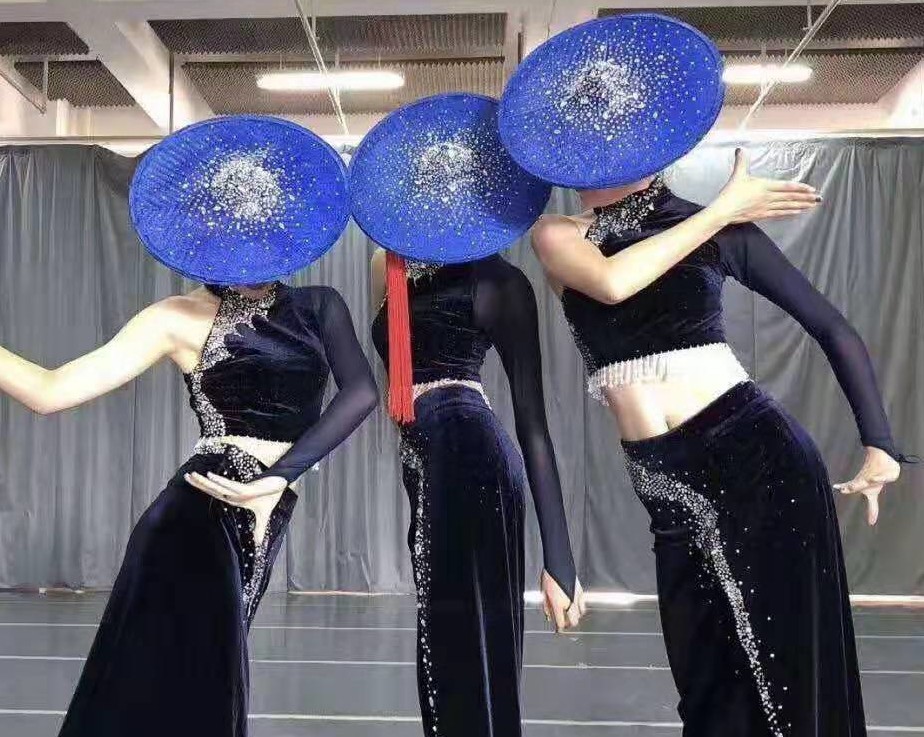 Bamboo-wrapped hat for minority dance performances flower-button Shaodori Dance Adult Large Light Panel