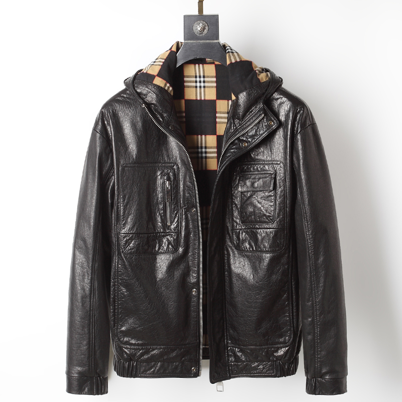 2022 new oil wax small head layer pure cowhide motorcycle leather leather jacket leather jacket men's short hooded jacket