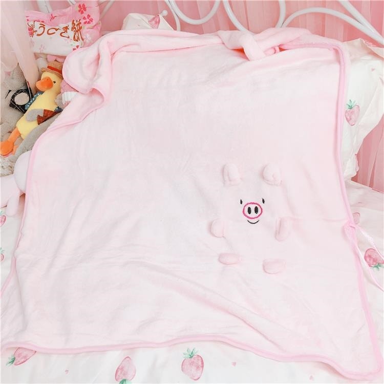 Ins gió trắng thỏ flannel san hô nhung điều hòa chăn ngủ trưa dễ thương phim hoạt hình nhỏ chăn - Ném / Chăn chăn cừu chữ vạn