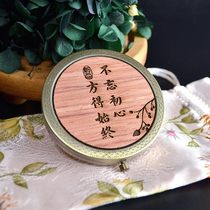 Practical handheld double sided folding portable small round mirror enlarged makeup mirror lettering girls mouth red mirror creative gift